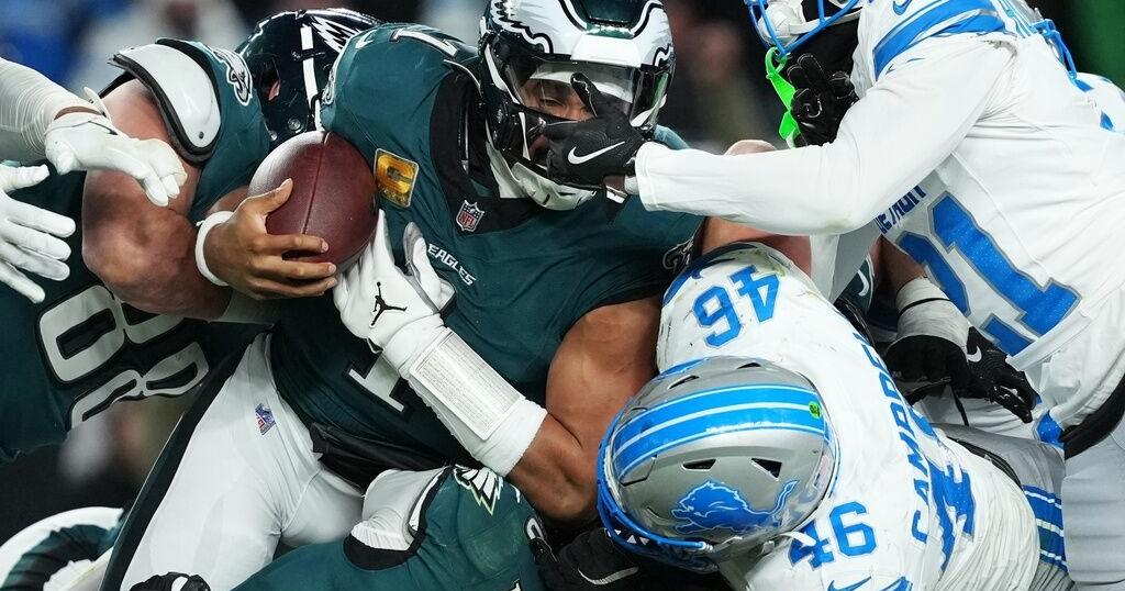 Jalen Hurts’ lone touchdown leads Eagles to 16-9 victory over Lions in lackluster offensive game